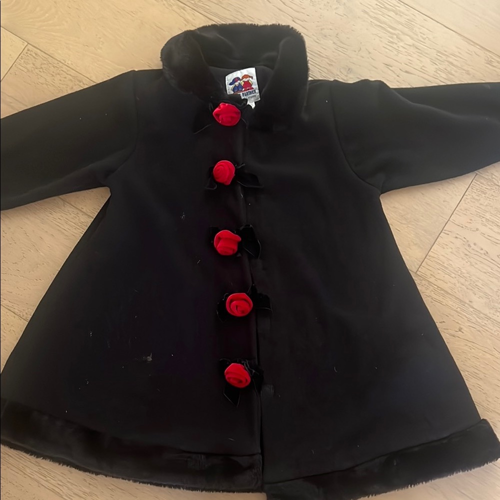 Black Kids Coat with Red Accents